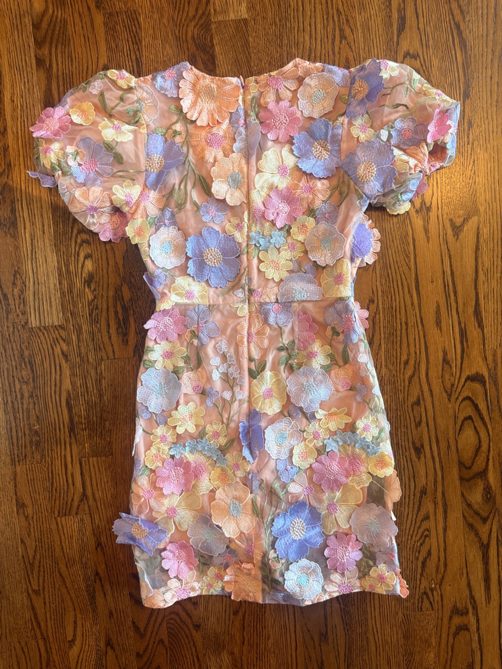 NWOT small VIci Floral Embroidered Pink Puff-short Sleeve Women's short dress - Picture 3 of 11